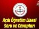 Açık Lise 19-20 Mart Soru ve Yanıtları