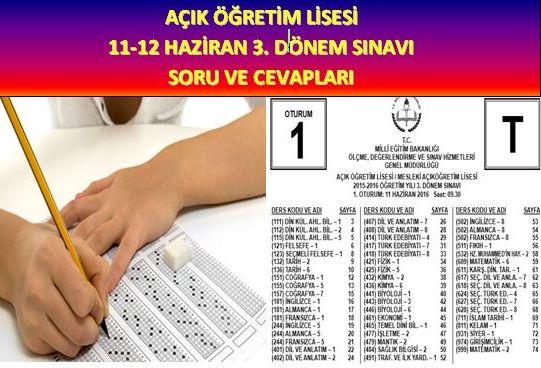 11-12 Haziran 3. Dönem Sınavı Soru ve Yanıtları Yayınlandı!
