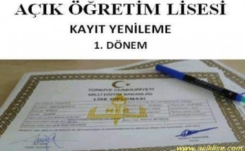 Açık Lise 1. Dönem Kayıt Yenileme – 2019 Yılı 1. Dönem