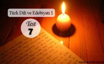 Türk Dili ve Edebiyatı 1 – Test 7