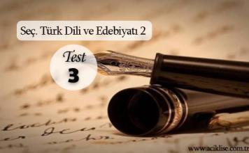 Seçmeli Türk Dili ve Edebiyatı 2 Test 3