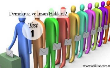 Seçmeli Demokrasi ve İnsan Hakları 2 Test 1