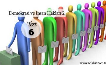 Seçmeli Demokrasi ve İnsan Hakları 2 Test 6