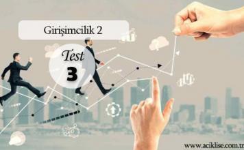 Seçmeli Girişimcilik 2 Test 3